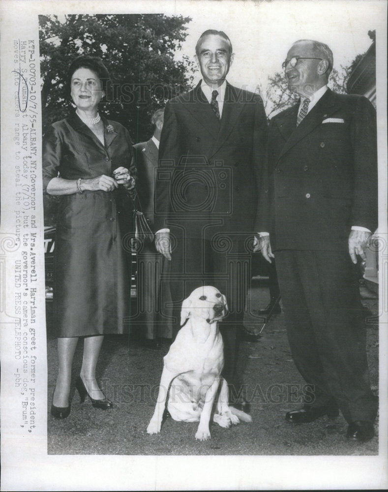 1955 Press Photo Governor, Averell Harriman &amp; Harry Truman - Historic Images