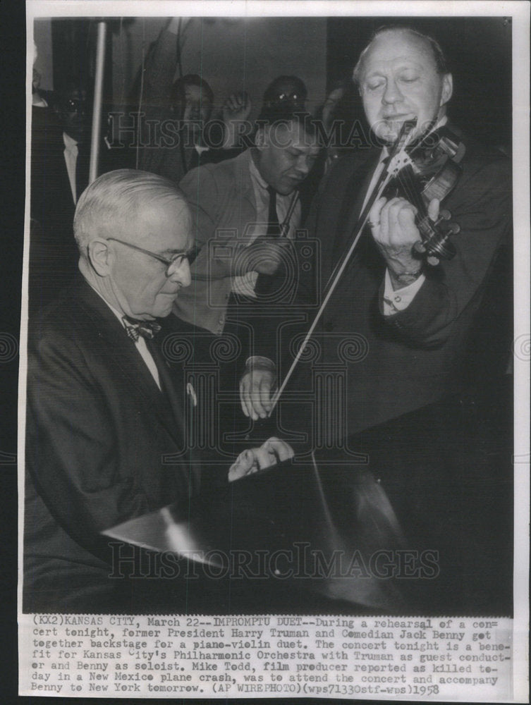 1958 President Harry Truman With Comedian Jack Benny - Historic Images
