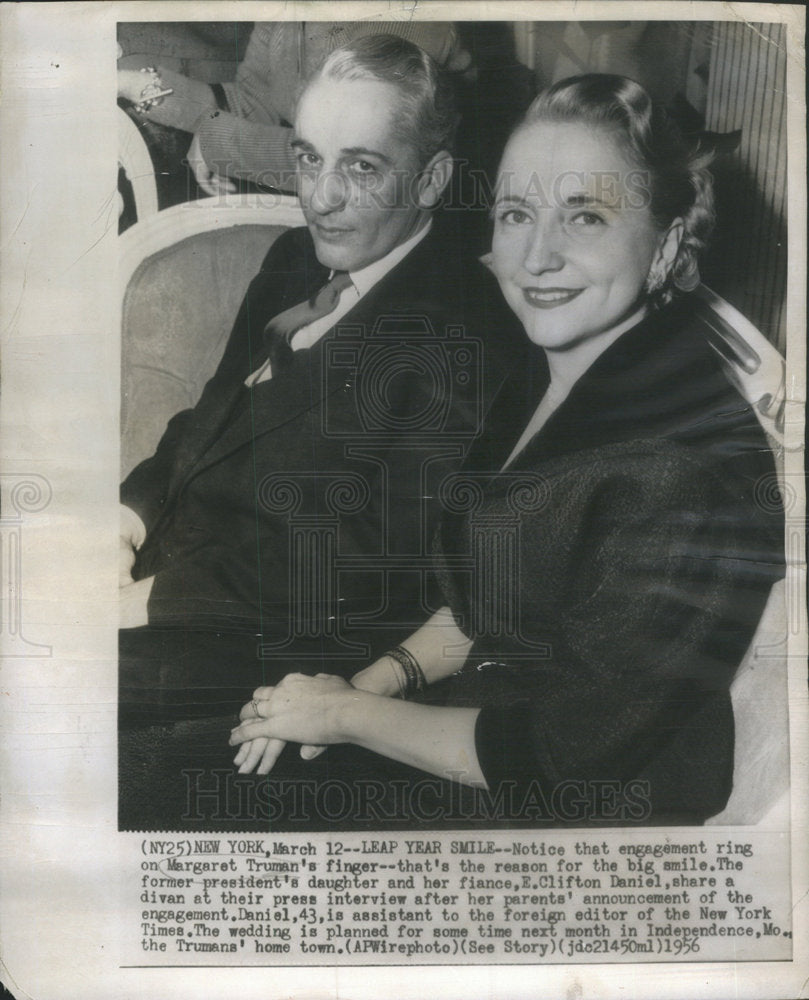 1956 Margaret Truman and her Fiance E. Clifton Daniel - Historic Images