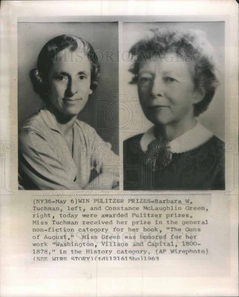 1963 BARBARA W. TUCHMAN AMERICAN HISTORIAN AUTHOR MCLAUGHLIN GREEN - Historic Images