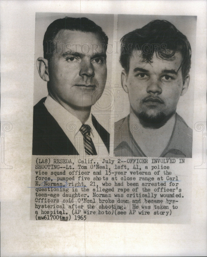 1965 Vice Squad Officer Lt Tom O&#39;Neal and Rape Suspect Carl E Norman - Historic Images
