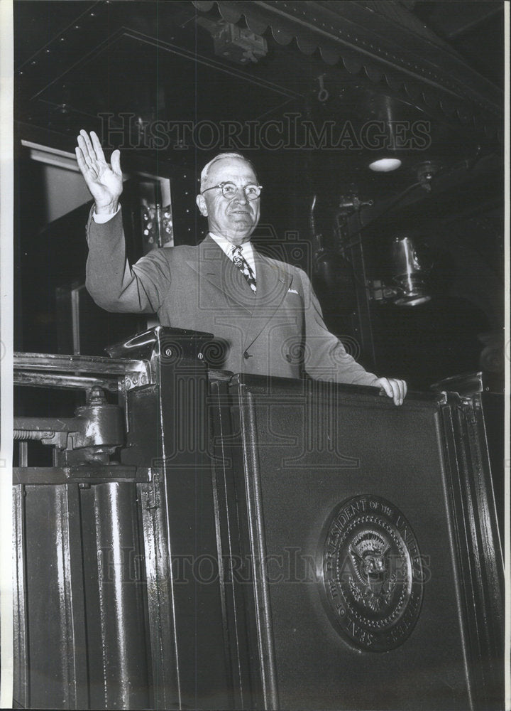 1948 President Harry S Truman  waves to crowds at Union Station - Historic Images