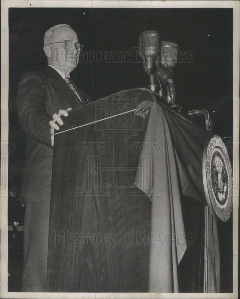 1948 Press Photo President Truman at Stadium rally - Historic Images