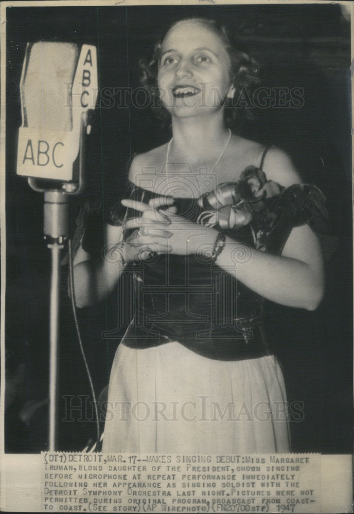 1947 Press Photo MISS MARGARET TRUMAN DAUGHTER PRESIDENT TRUMAN - Historic Images