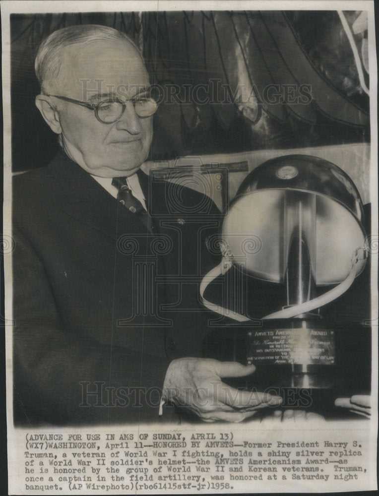 1958 Harry Truman President United States WWI Memorabilia - Historic Images