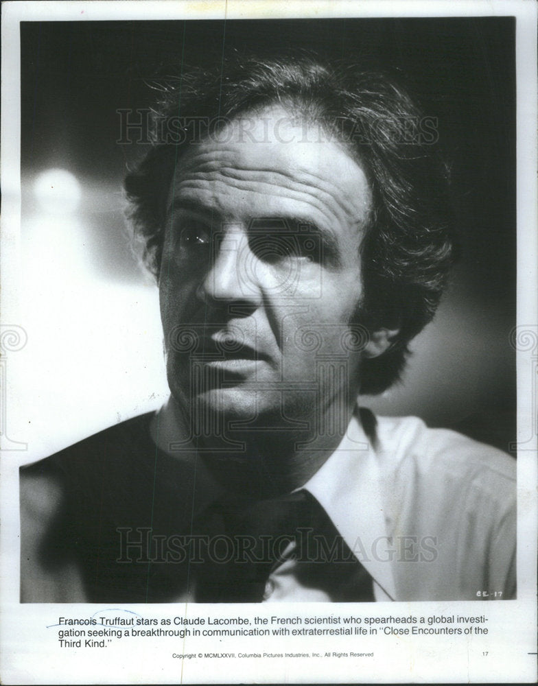 1977 Press Photo Actor Francois Truffaut stars in "Close Encounters of the Third Kind" - Historic Images