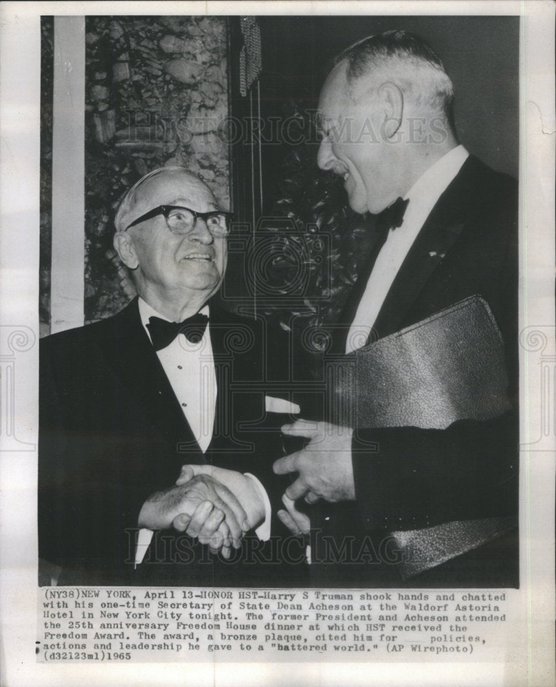 1965 Press Photo HARRY S. TRUMAN PRESIDENT UNITED STATES DEAN ACHESON - Historic Images