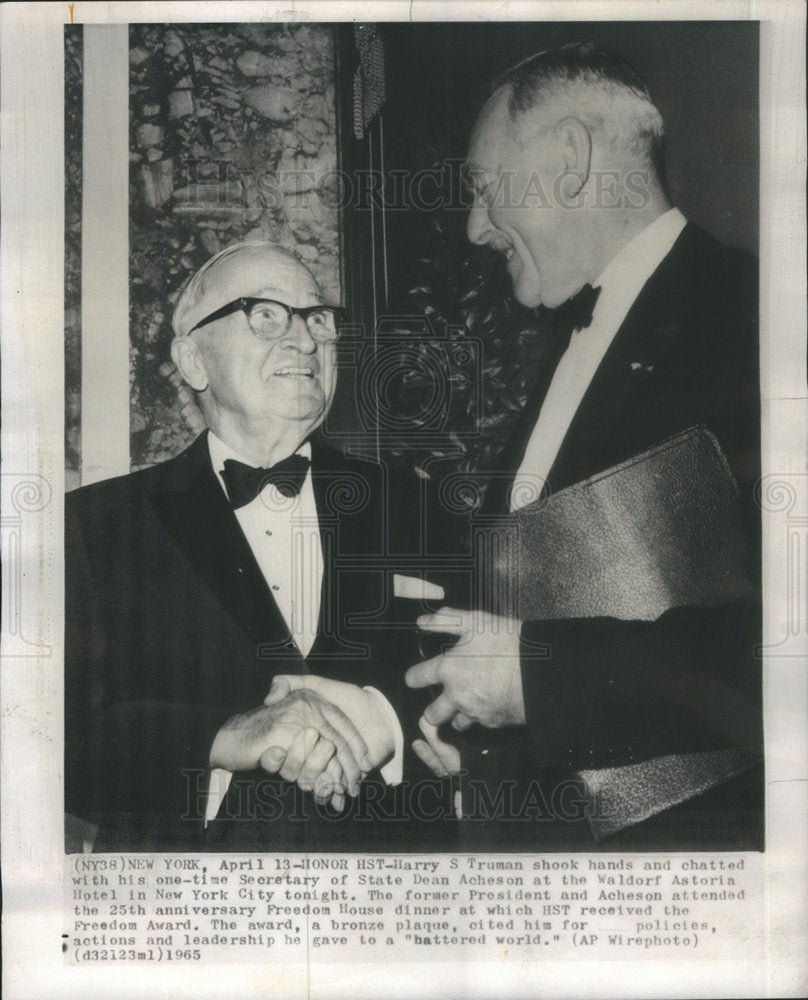 1965 Harry Truman President Dean Acheson Secretary of State - Historic Images