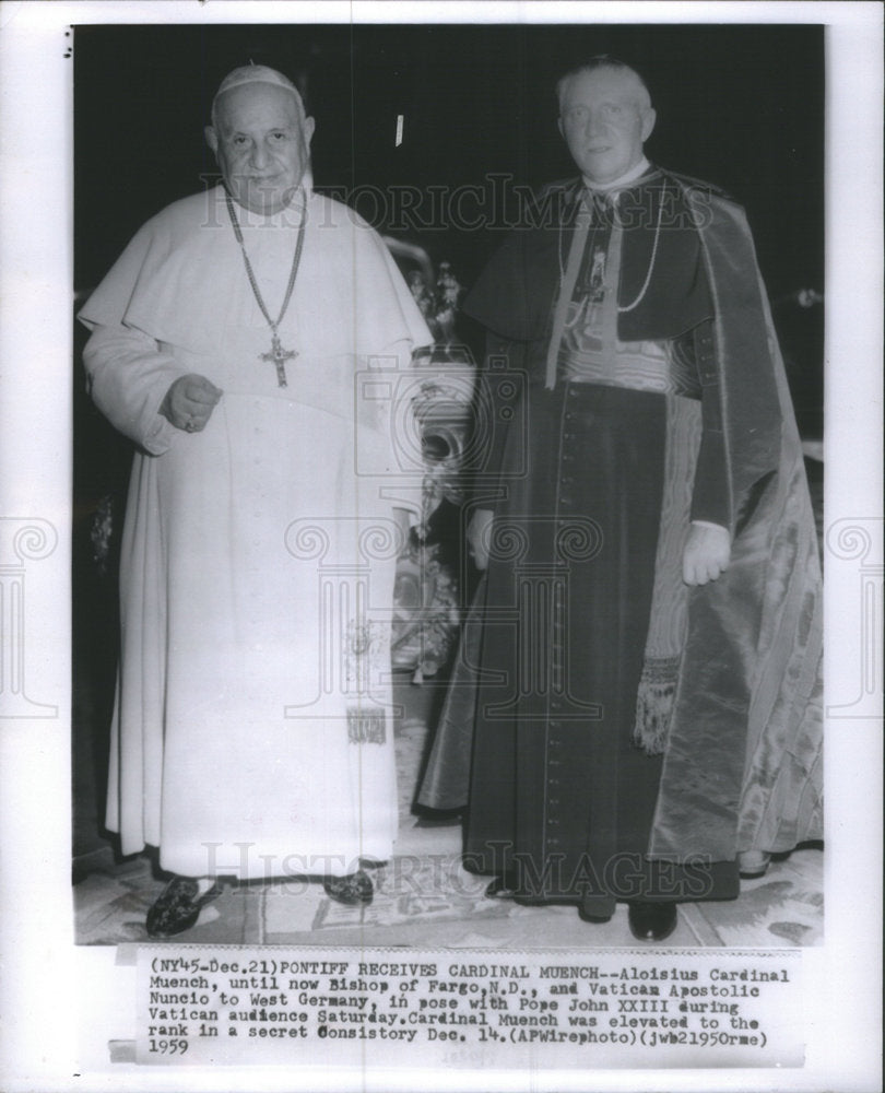 1959 Cardinal Muench Vatican Apostolic Nuncio Pope John XXIII - Historic Images