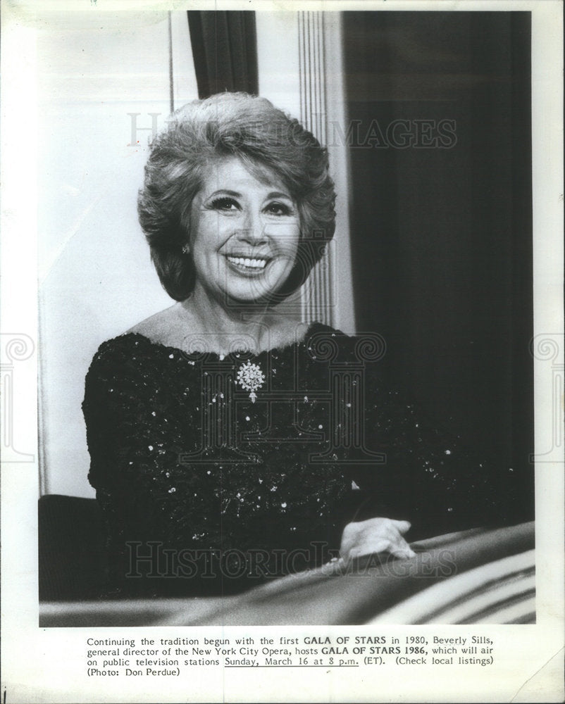 1986 Press Photo Gala Of Stars Special Host Sills Opera General Director - Historic Images