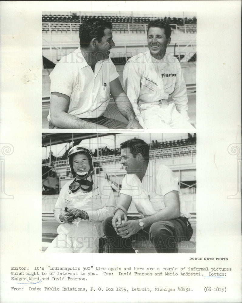 1966 Columnist Pearson Talking With Race Car Drivers Andretti Ward - Historic Images