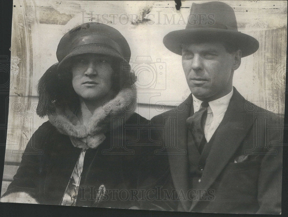 1924 Press Photo Danish Prince Erik With New Bride Canadian Lumber Heir - Historic Images
