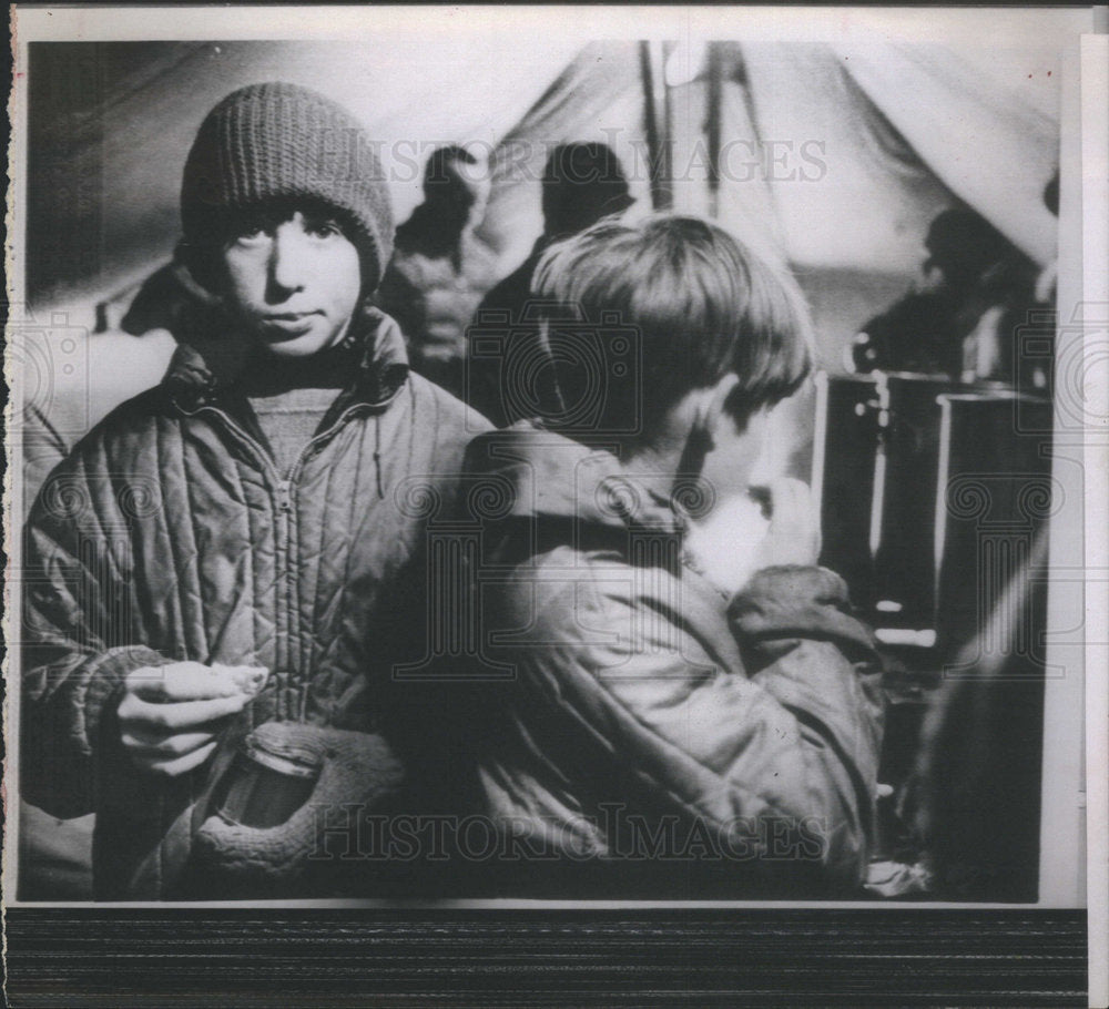 1964 Press Photo 2 Alaskan boys eat rations - Historic Images