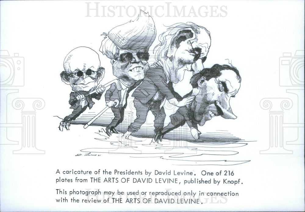 1978 Press Photo Presidents Caricature From The Arts Of David Levine - Historic Images