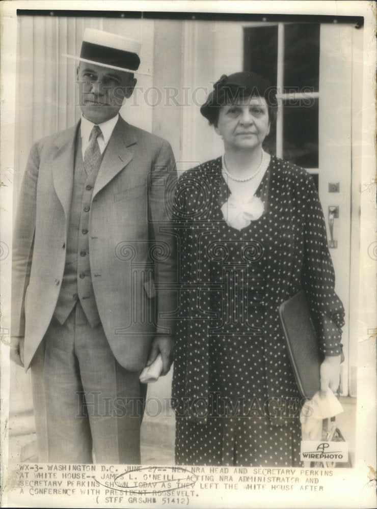 1935 James O&#39;Neill NRA Head Secretary Perkins White House Roosevelt - Historic Images