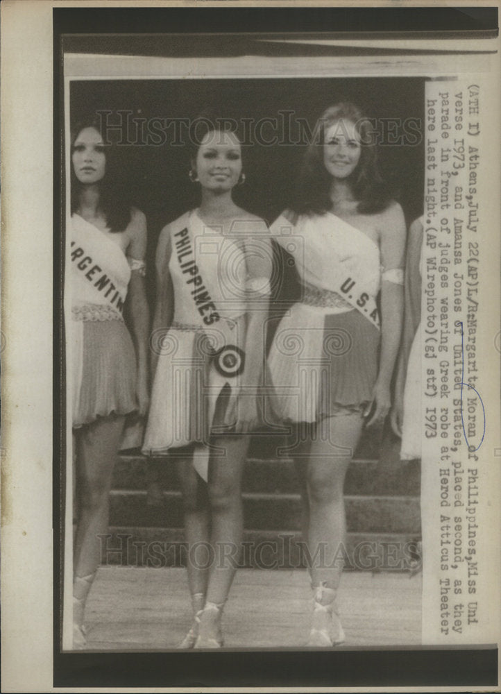 1973 Press Photo Margarita Moran/Miss Universe/Philippines/Amansa Jones - Historic Images