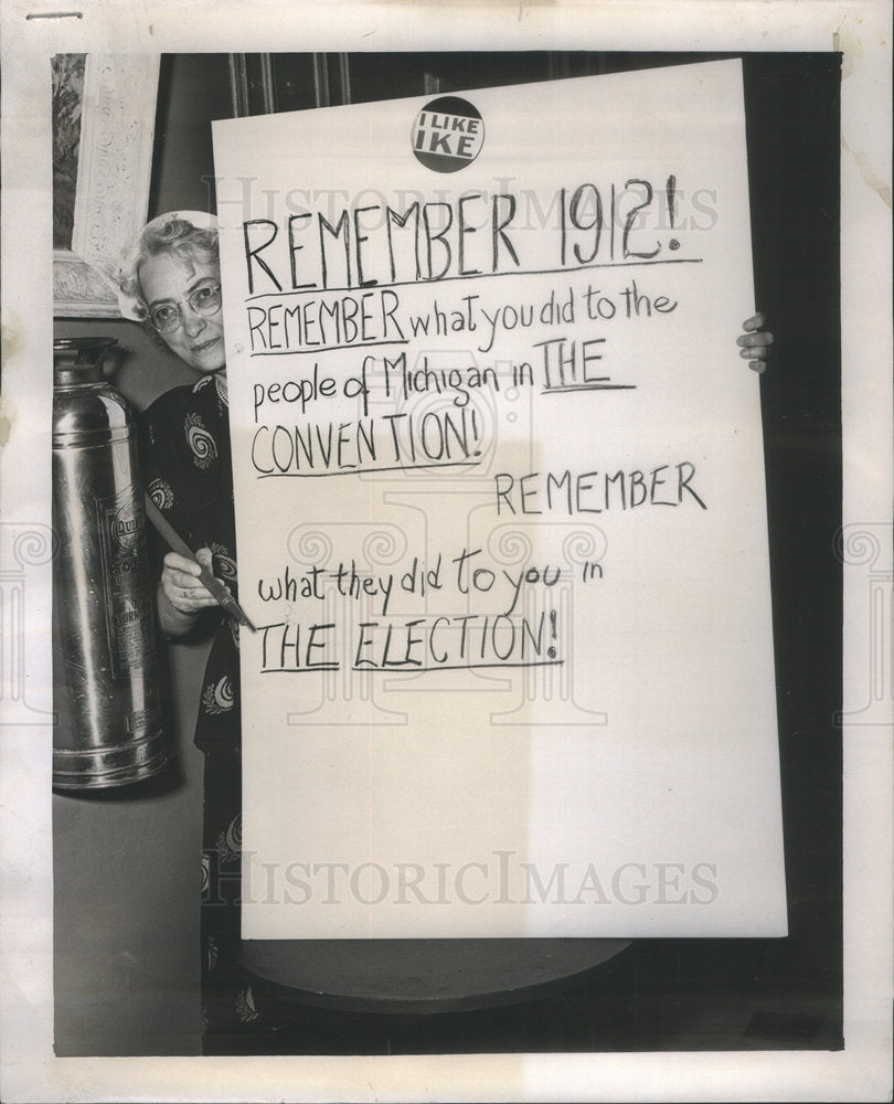 1952 Press Photo Mrs. Chase Osborn/Picket/Elections - Historic Images