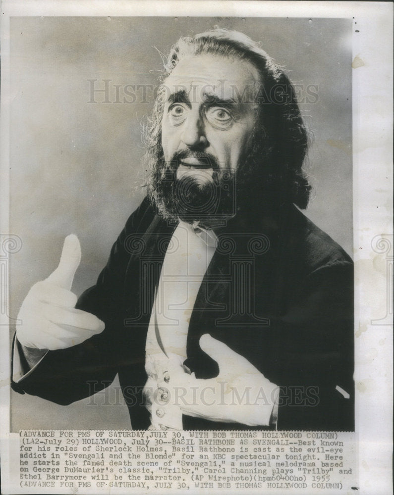 1955 Press Photo Basil Rathbone is an English Actor. - Historic Images