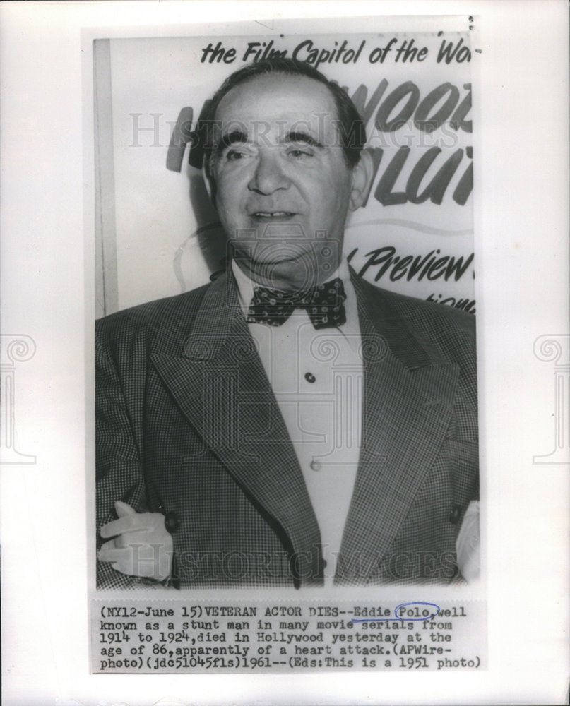 1961 Eddie Polo American Actor Movie Serials - Historic Images