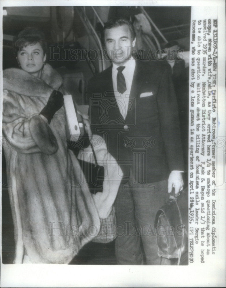 1962 Porfirio Rubirosa Dominican Diplomat & Wife Odile Rodin - Historic Images