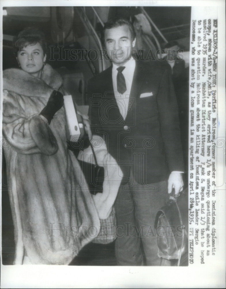 1962 Porfirio Rubirosa Dominican Diplomat & Wife Odile Rodin - Historic Images