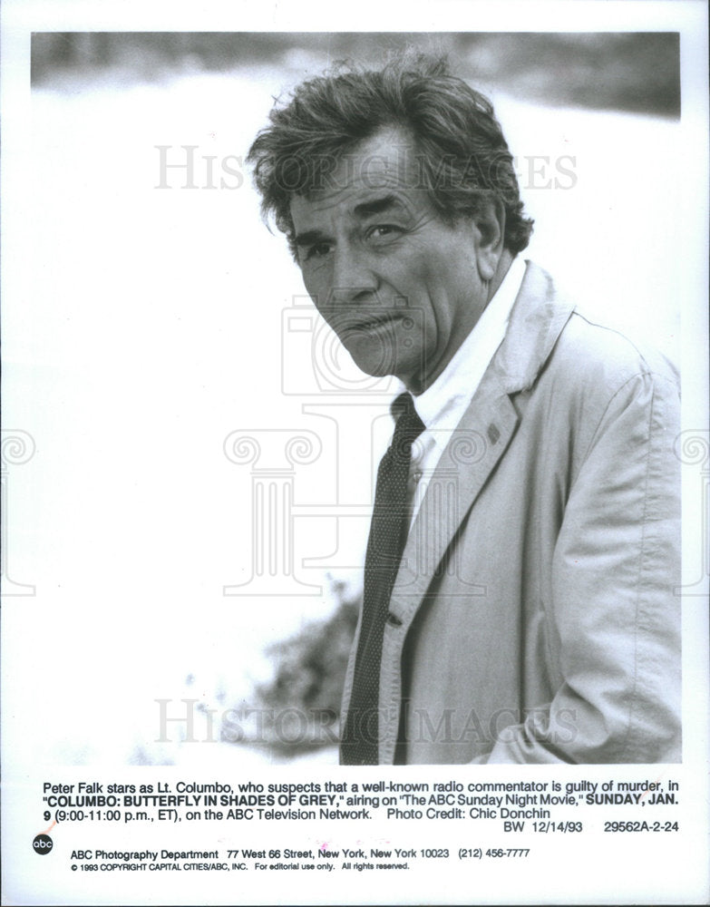 1993 Press Photo Peter Falk American Movie Television Actor Columbo - RSC88947 - Historic Images