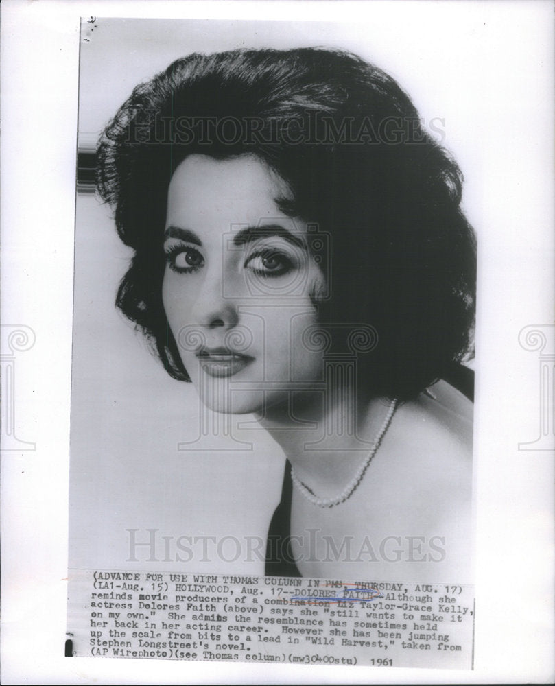 1961 Dolores Faith Movie Actress - Historic Images