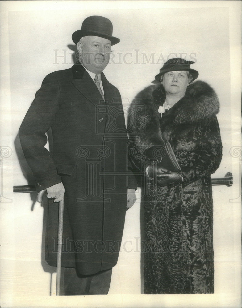 1933 United States Postmaster-General James Farley Mrs. Farley - Historic Images