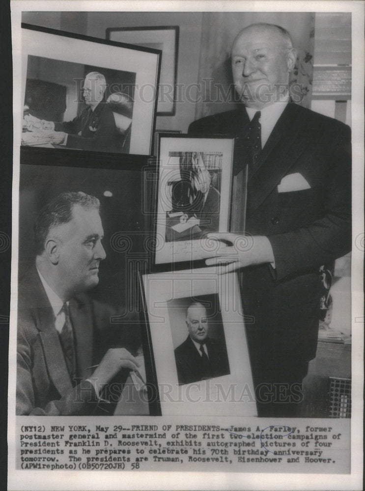 1958 James A Farley Postmaster General - Historic Images