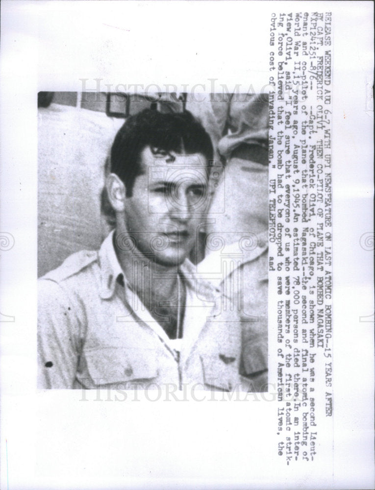 Press Photo Frederick Olivi Co-Pilot Of Second Plane That Dropped The Atom Bomb - Historic Images