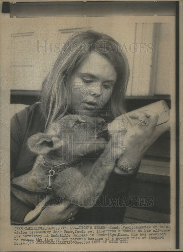 1968 Press Photo Randy Parr Befriends Lion Cub - Historic Images