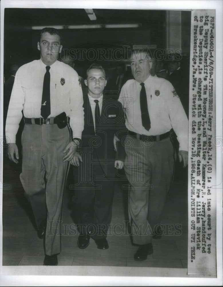 1959 Press Photo Jerry Pacek 14 Charged with Beating Death of Woman - RSC90087 - Historic Images