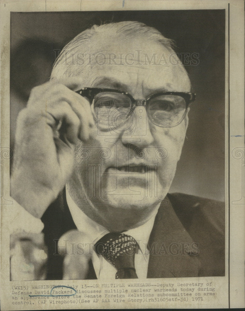 1971 Press Photo DAVID PACKARD U.S. DEPUTY SECRETARY DEFENSE - Historic Images