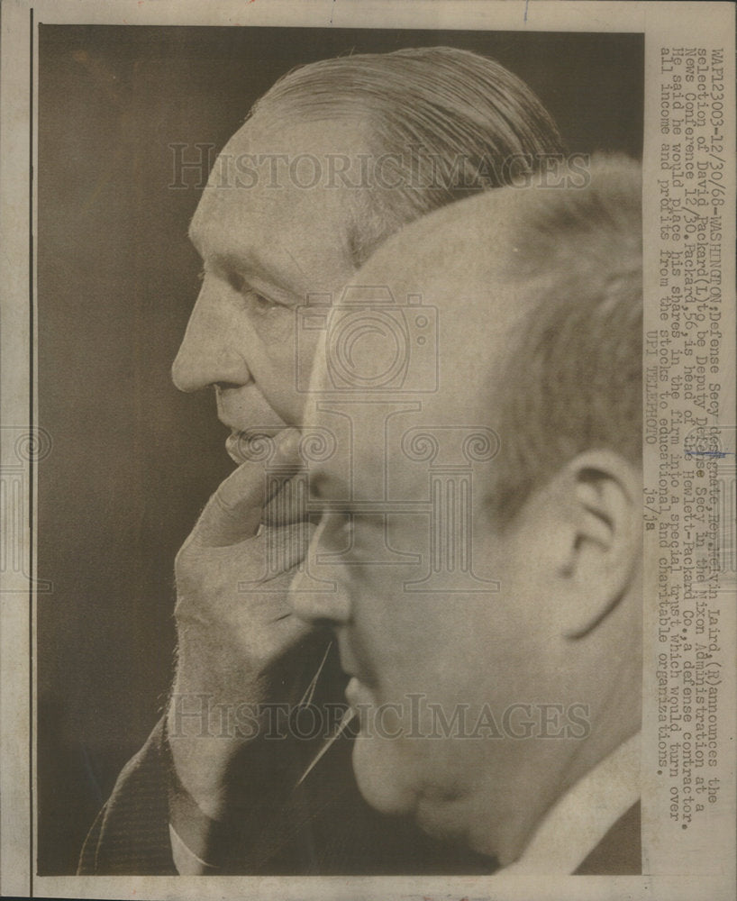 1968 Press Photo Defense Sec Melvin Laird Annoucing David Packard As Deputy Def - Historic Images