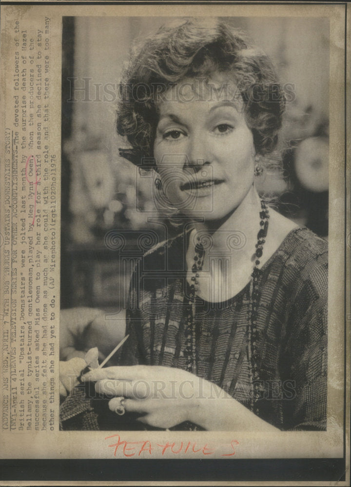 1976 Hazel Bellamy of Bristish TV show "Upstairs, Downstaris" Died - Historic Images