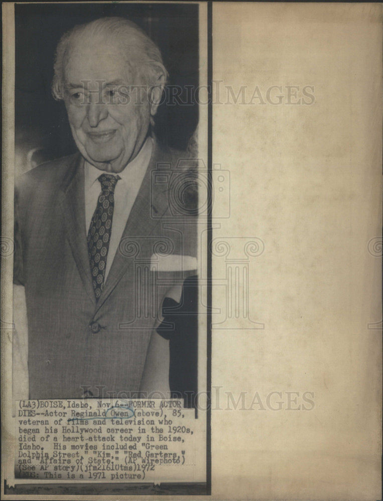 1972 Reginald Owen Dies At 85 Of Heart Attack  - Historic Images