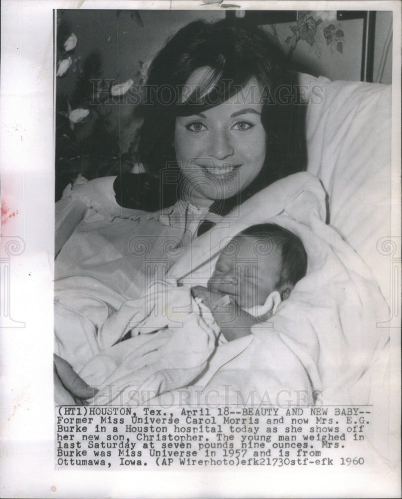 1950 Press Photo Miss Universe Carol Morris Son Christopher - Historic Images