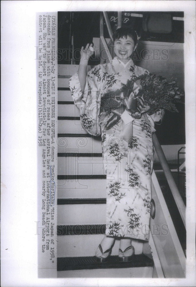 1958 Tomiko Moritake, Miss Japan Comes To US For Miss Universe Pag - Historic Images