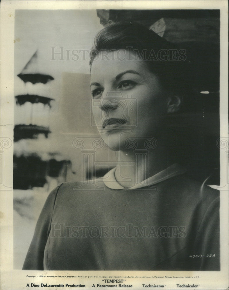 1959 Press Photo Italian Star Silvana Mangano starring in &quot;Tempest&quot; - Historic Images