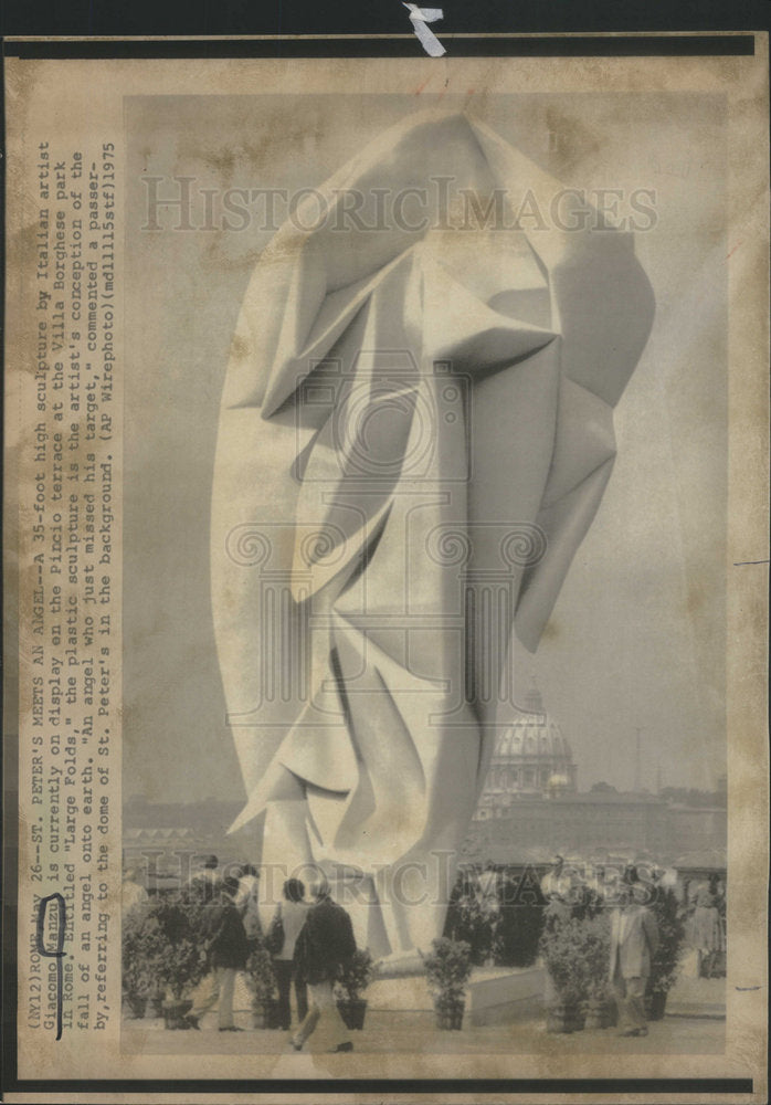 1978 Press Photo Unveiling 35 Foot High Sculpture by Manzu - Historic Images