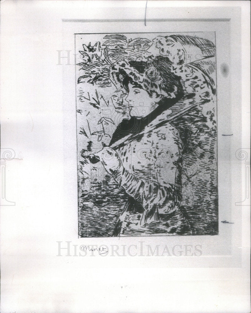 1970 Press Photo Edouard Manet Etching Titled Spring - Historic Images