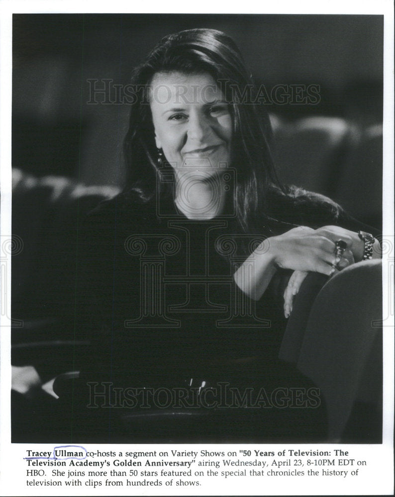 1989 Press Photo Actress Tracy Ullman on &quot; 50 Years of Television: - Historic Images