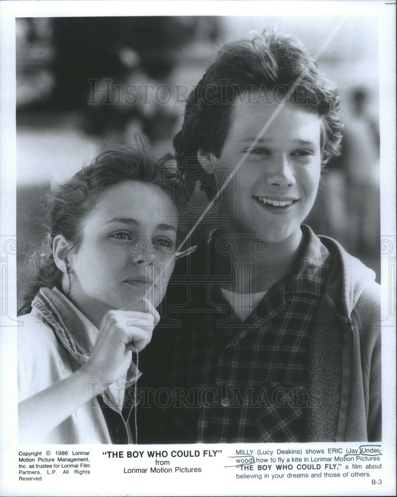 1986 Press Photo Actor Jay Underwood in "the Boy Who Could Fly." - Historic Images