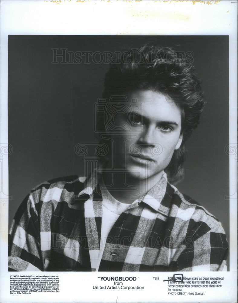 1986 Press Photo actor Rob Lowe in the film, "Youngblood" - Historic Images