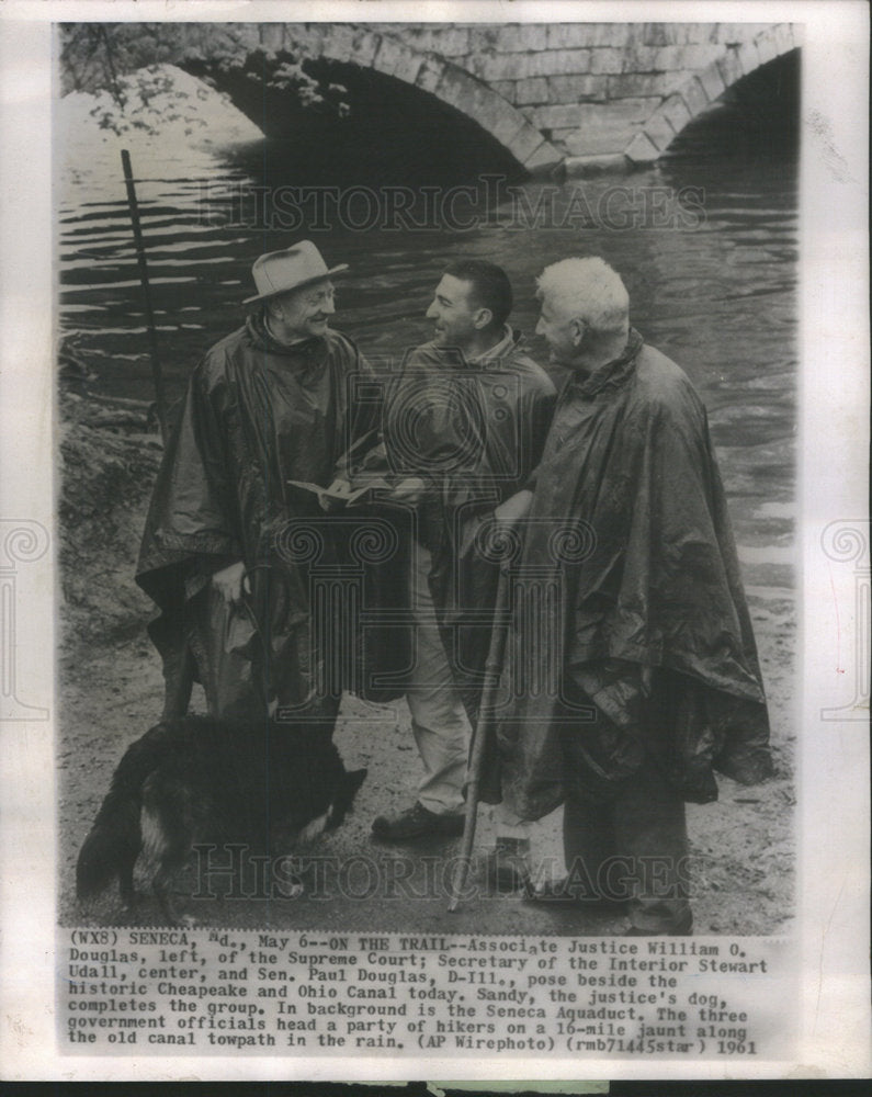 1961 Sen. Paul Douglas et al at Chesapeake &amp; Ohio Canal in Maryland - Historic Images