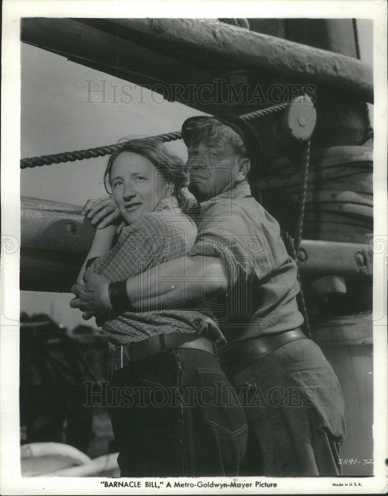 1941 Press Photo Actors Wallace Beery &amp; Marjorie Main MGM Movie &quot;Barnacle Bill&quot; - Historic Images