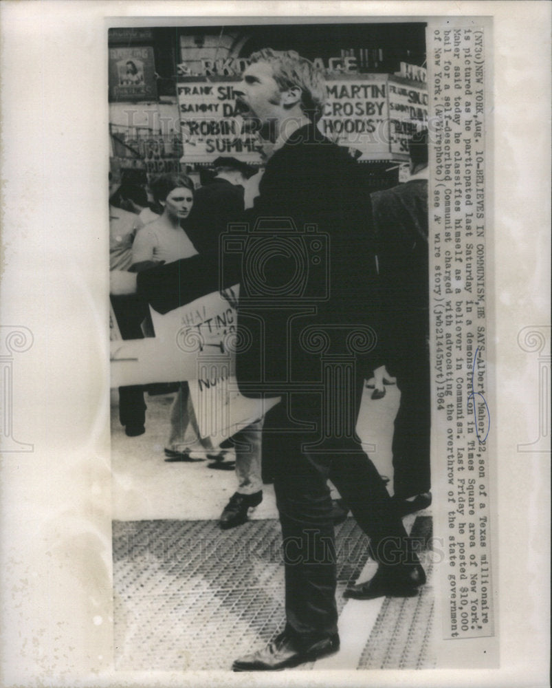 1964 Press Photo Albert Maher American Millionaire & Communist - Historic Images