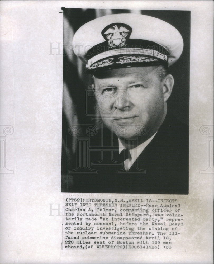 1963 REAR ADMIRAL CHARLES A. PALMER COMMANDING OFFICER PORTSMOUTH - Historic Images