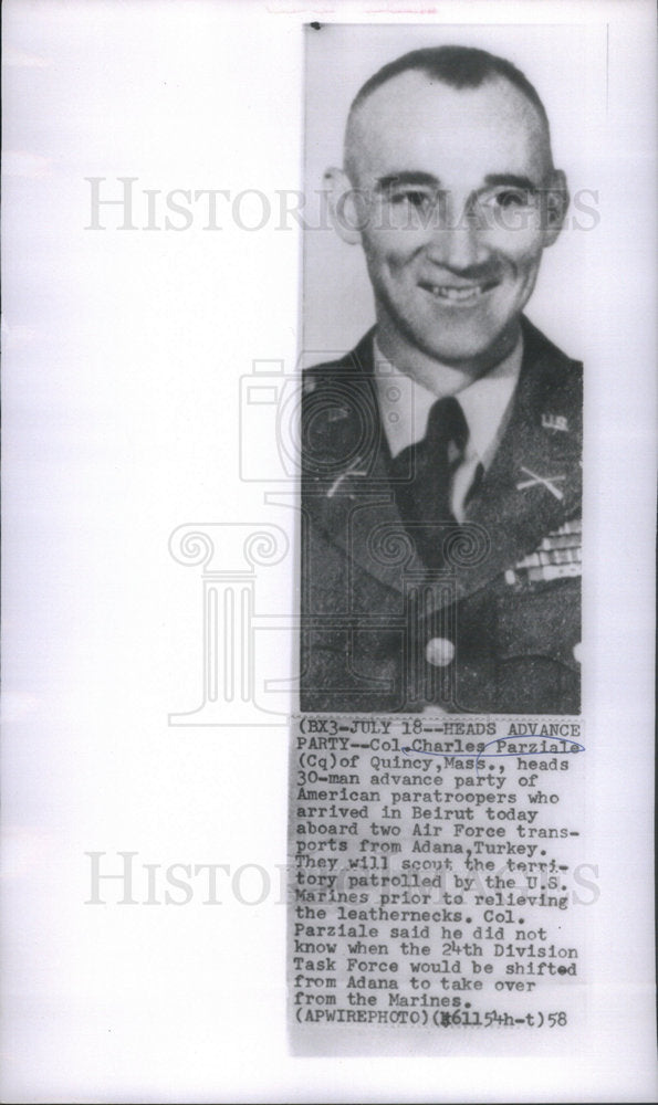 1958 Col. Charles Parziale heads party of paratroopers in Beirut - Historic Images