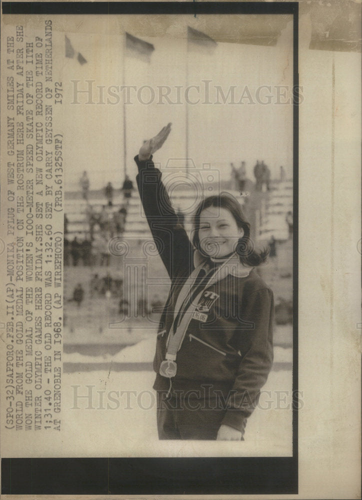 1972 Press Photo MONIKA PFLUG SPEED SKATER GERMANY - Historic Images